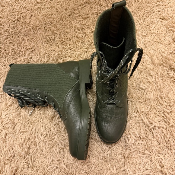 SPLENDID Women's Mixed Media Heel Pull-Tab Scout Toe Combat Boots Green Size 7 - Picture 6 of 9